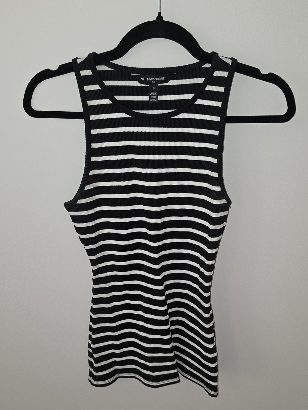 White House Black Market Black & White Ribbed Stripe Tank